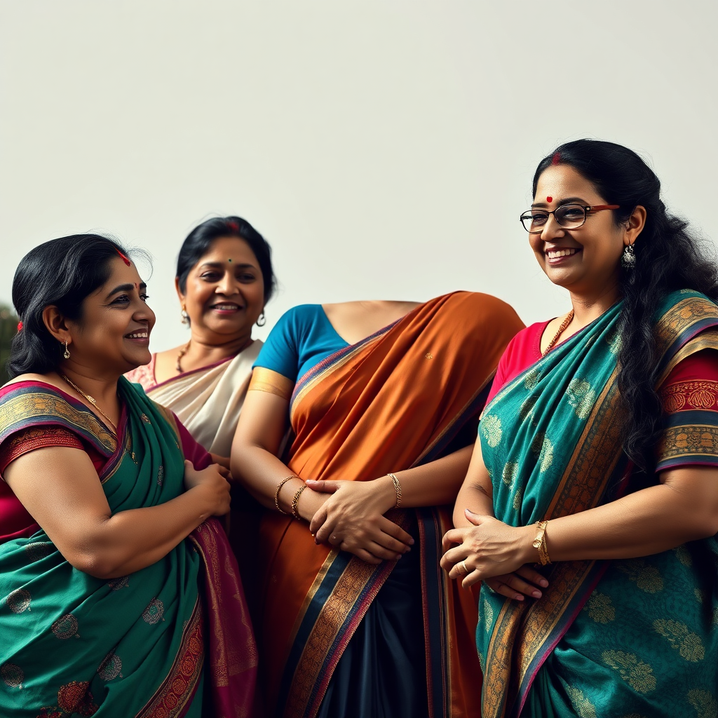 A digital artwork showcasing a diverse group of Indian women, all over 40, supporting and celebrating each other's successes. The image should communicate community, empowerment, and shared journey. Technical Specs: 4k resolution, high quality.